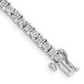 14k White Gold Complete 1 carat Round and Baguette Diamond 7 inch Tennis Bracelet, 1.066 ct, 7 x 3.5 mm
