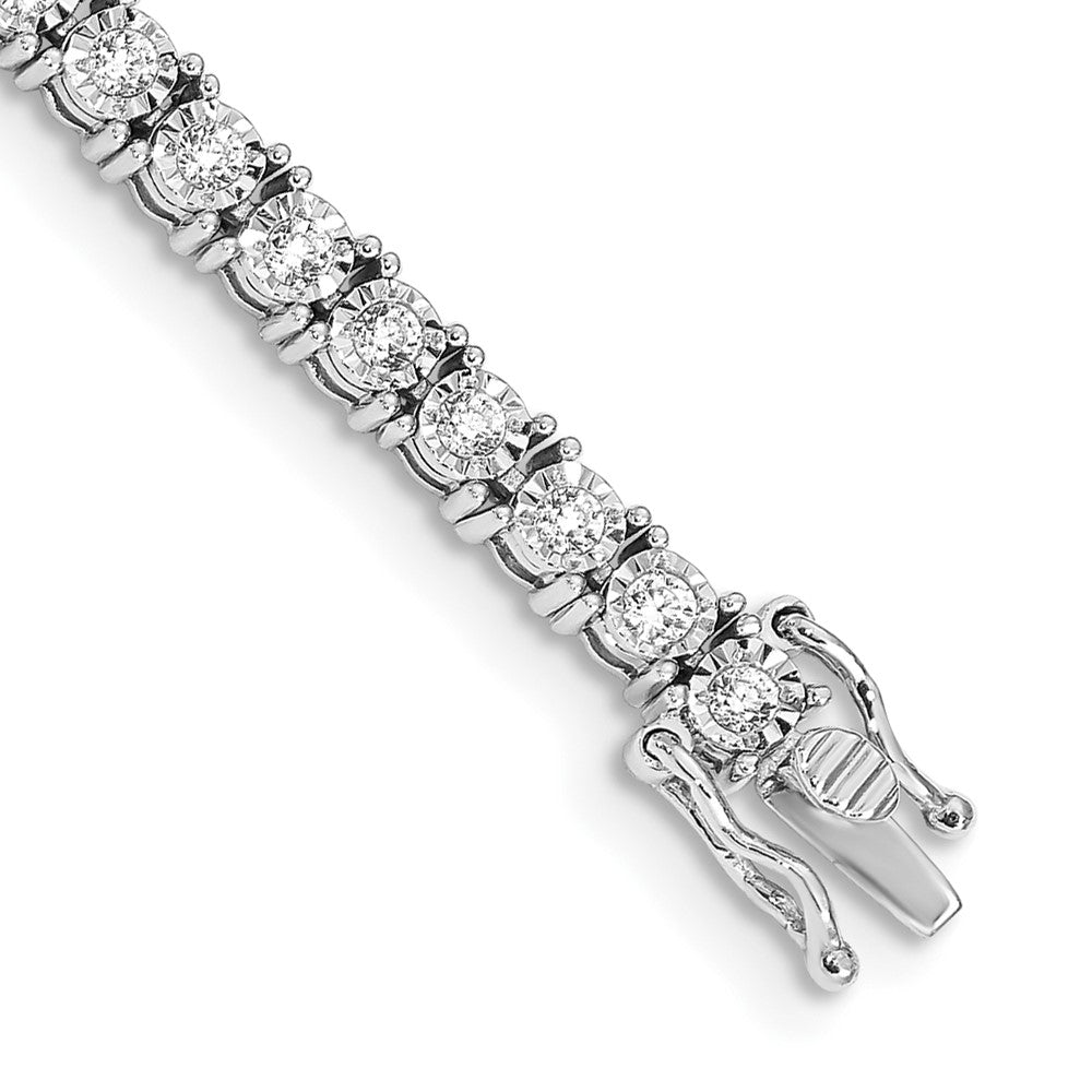 14k White Gold 2 carat Lab Grown Diamond VS/SI+ G+ Complete 7.5 inch Illusion Setting Bracelet, 2.06 ct, 7.5 x 4 mm
