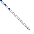 14k White Gold Complete Oval Sapphire and Paperclip Link 7 inch Bracelet, 1.806 ct, 7 x 4 mm