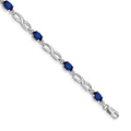 14k White Gold Complete Diamond and Oval Sapphire Infinity 7 inch Bracelet, 3.506 ct, 7 x 5 mm