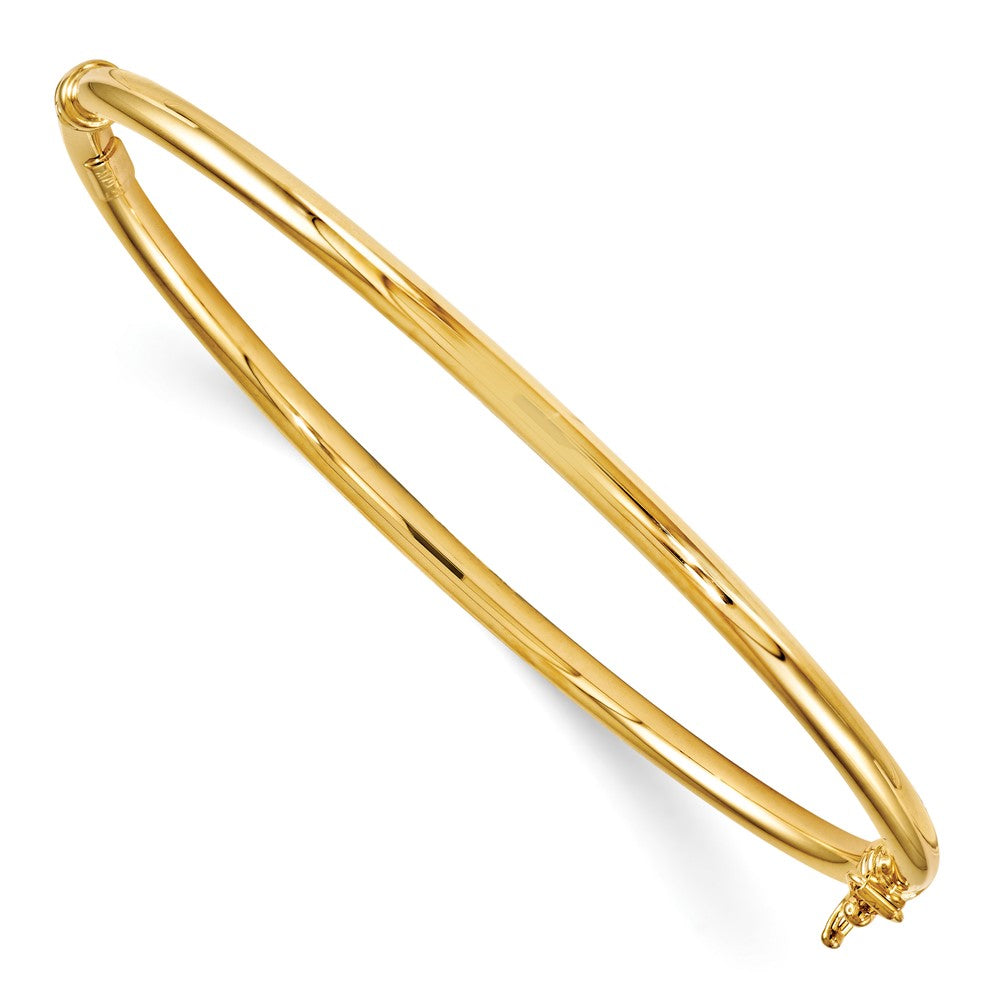 14K Polished Hinged Bangle, 7.25 x 3 mm