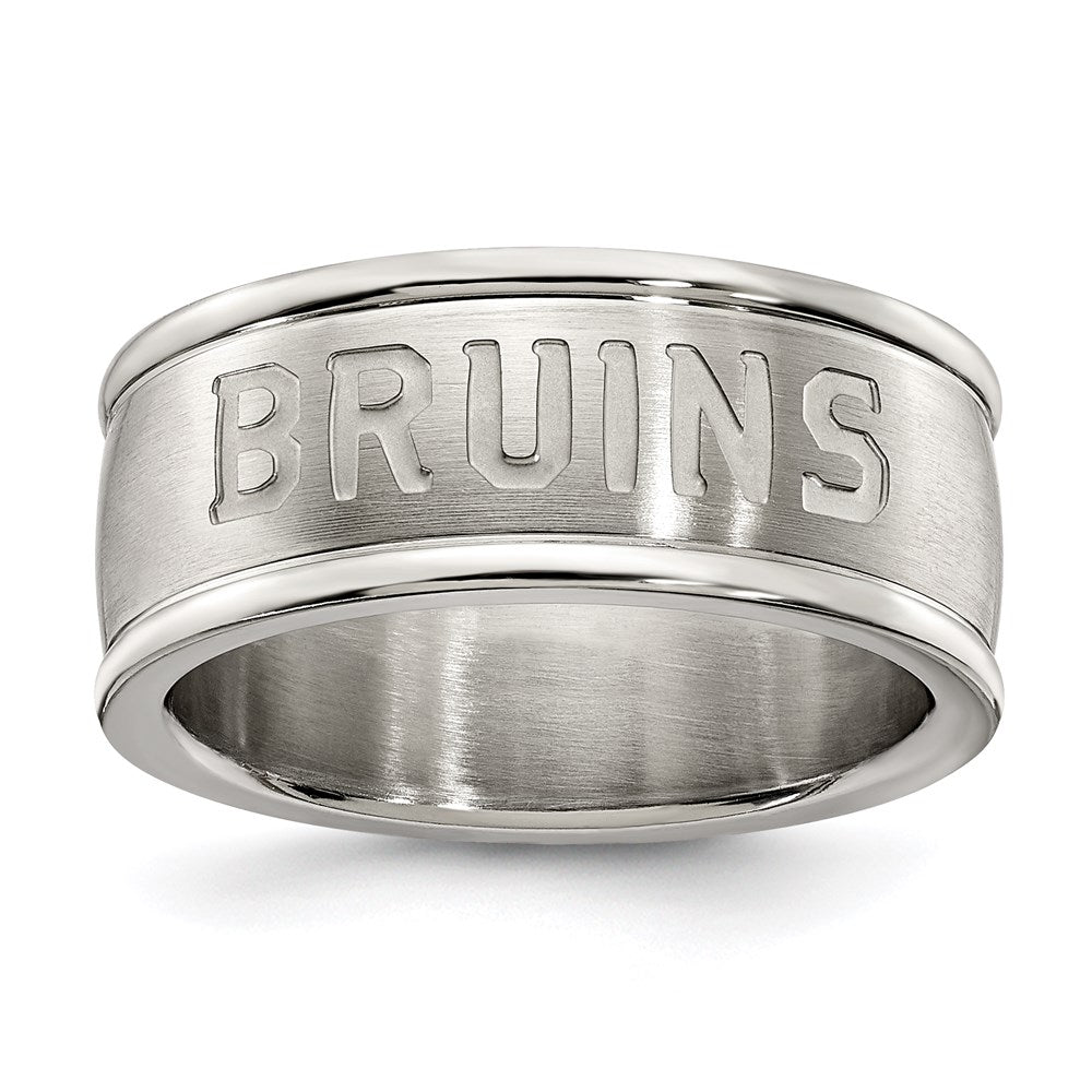 BOSTON BRUINS STAINLESS STEEL LOGO BAND RING SIZE 6, 0.7 x 0.3 mm