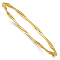 14K Polished Twisted Hinged Bangle, 7 x 3 mm