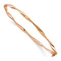 14K Rose Gold Polished Twisted Hinged Bangle, 7 x 3 mm