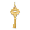 14K Polished Fancy Edge Heart Key Charm, 31 x 10 mm