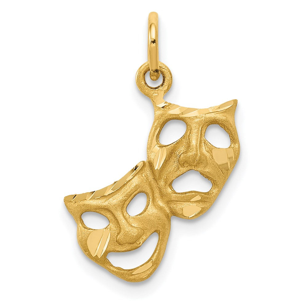 14k Comedy/Tragedy Charm, 12 x 14 mm