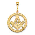 14k Polished and Textured Large Masonic Symbol Pendant, 28 x 23 mm