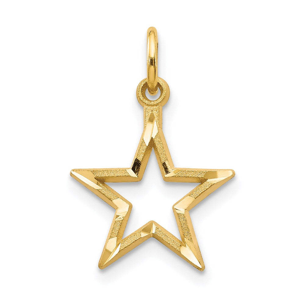 14k Diamond-cut Star Charm, 20 x 13 mm
