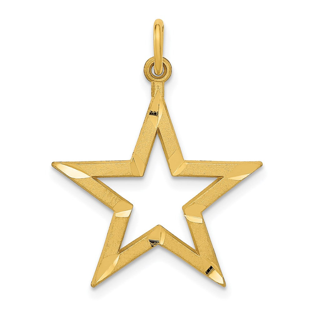 14k Diamond-cut Star Charm, 27 x 20 mm