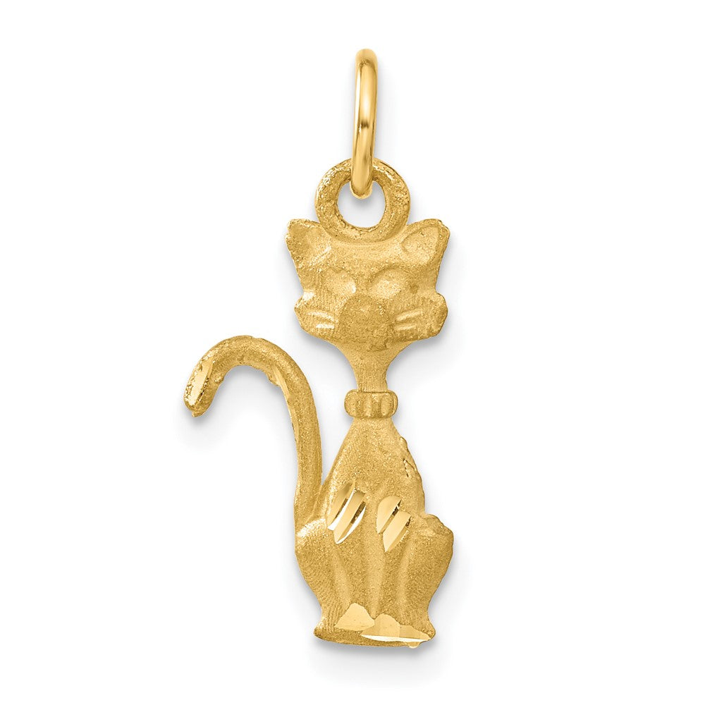 14k Satin Tom Cat Charm, 24 x 10 mm