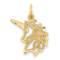 14k Diamond-cut Unicorn Head Pendant, 20 x 15 mm