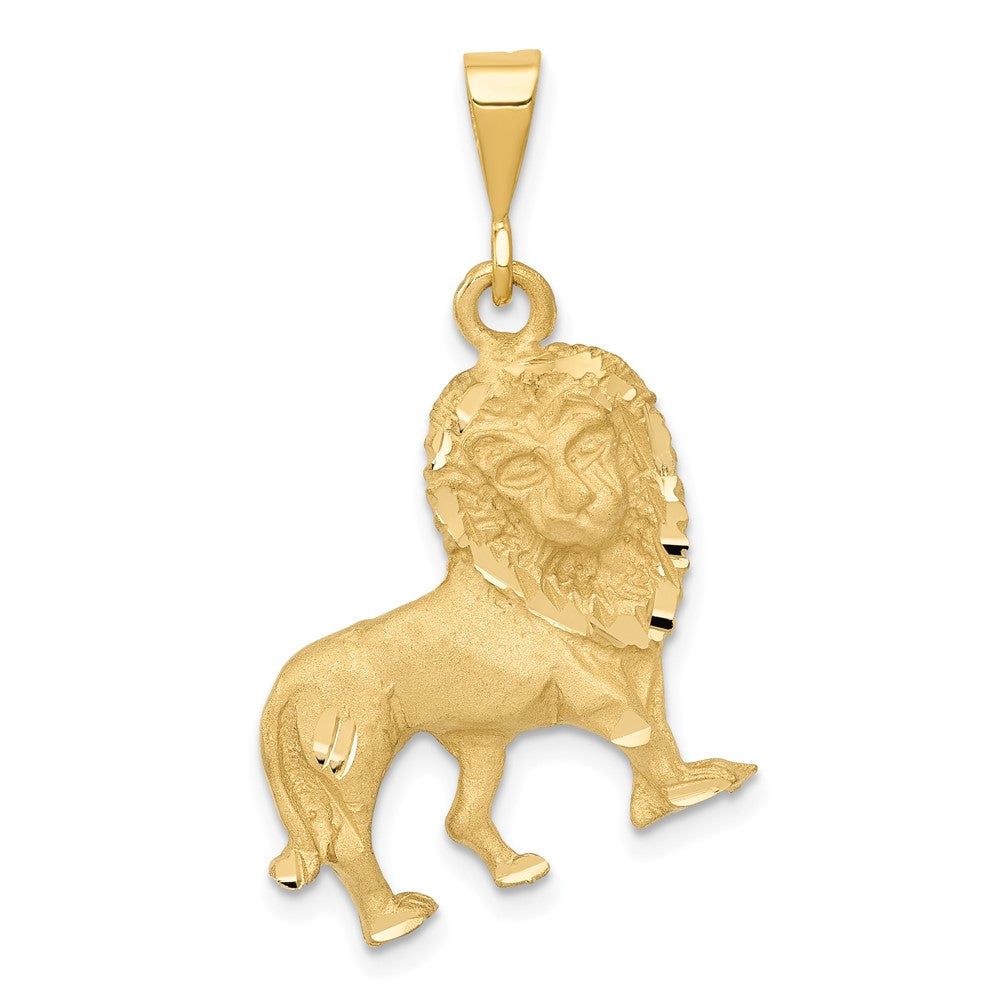 14k Brushed Diamond-cut Lion Charm, 33 x 21 mm