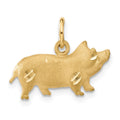 14k Satin Diamond-cut Pig Charm, 15.5 x 19 mm