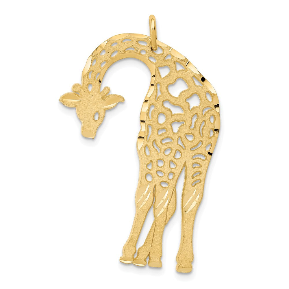 14k Large Satin Diamond-cut Giraffe Charm, 35 x 23 mm