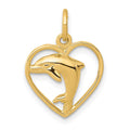 14k Dolphin in Heart Charm, 19 x 14 mm