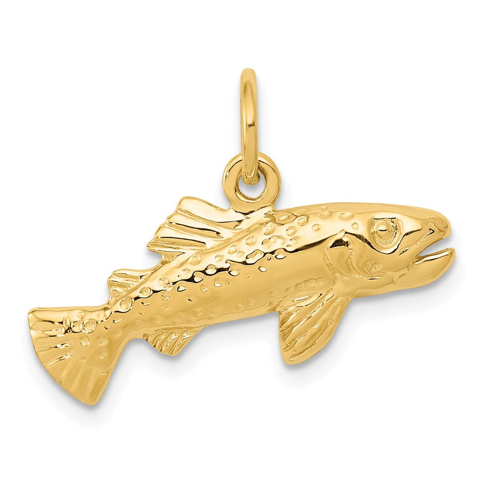 14k Grouper Fish Charm, 16 x 24 mm