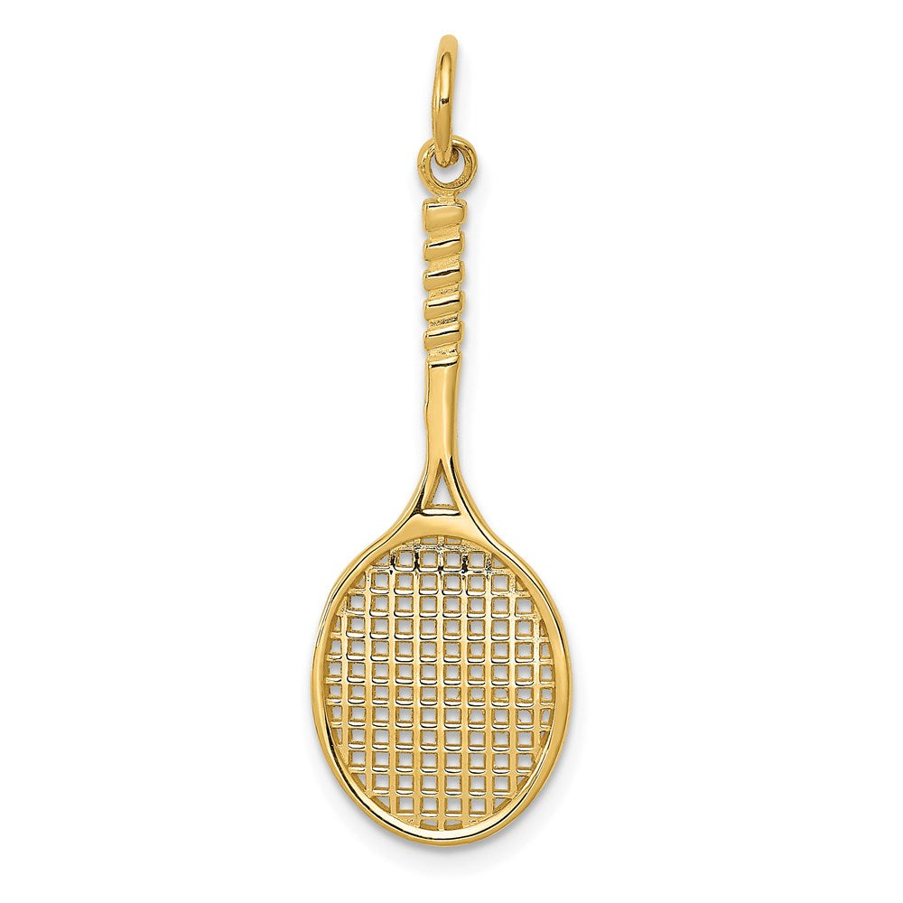 14k Tennis Racquet Charm, 35 x 11 mm