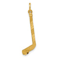 14k Satin Diamond-cut Hockey Stick Charm, 31 x 9 mm
