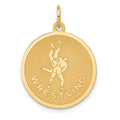 14k WRESTLING 19mm Engravable Disc Charm, 24.58 x 19 mm