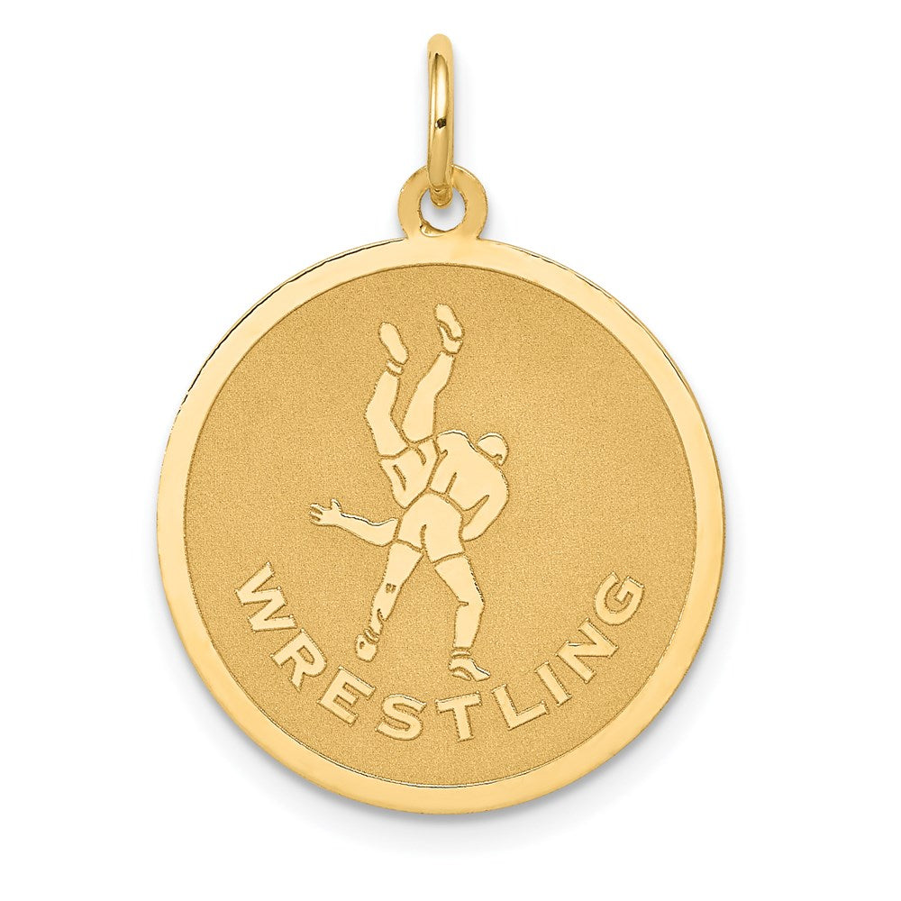 14k WRESTLING 19mm Engravable Disc Charm, 24.58 x 19 mm