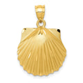 14k Diamond-cut Seashell Pendant, 27 x 18 mm