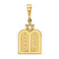 14K Polished 10 Commandment Tablets with Star Of David Charm, 32 x 15 mm