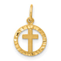 14K Eternal Life Cross in Circle Charm, 19 x 12 mm