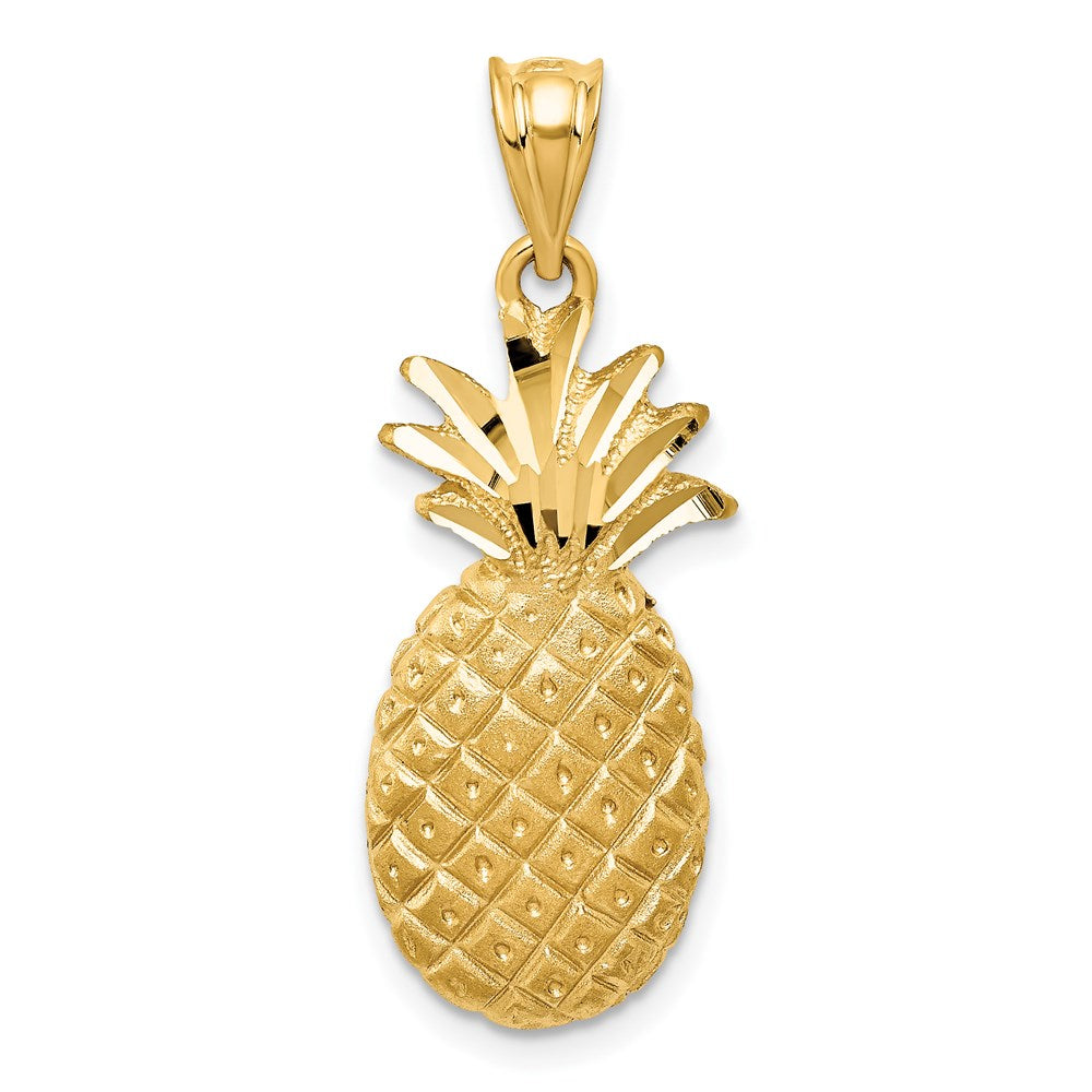 14k Diamond-cut Pineapple Charm, 31 x 11 mm