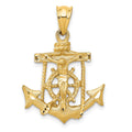14k Satin Diamond-cut Mariners Crucifix Pendant, 29 x 20 mm