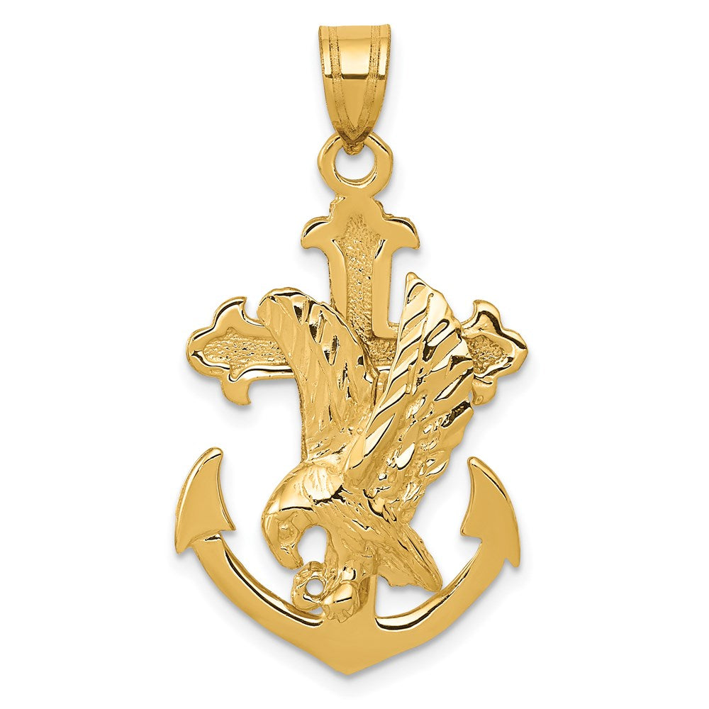 14k Mariners Cross with Eagle Pendant, 35 x 20 mm