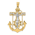 14k Two-tone Large Mariners Crucifix Pendant, 56 x 30 mm