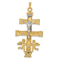 14k Two-tone Cara Vaca Crucifix Pendant, 50 x 25 mm