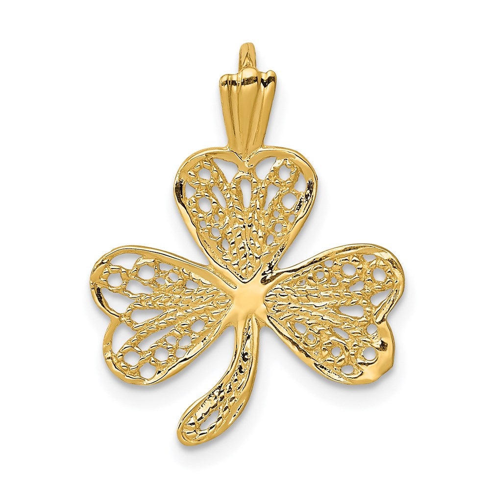 14k Filigree Shamrock Charm, 22 x 15 mm