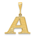 14k Textured Initial A Charm, 26 x 20 mm