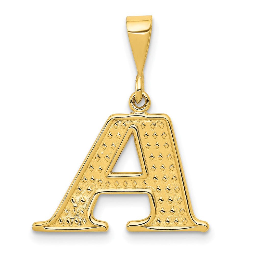 14k Textured Initial A Charm, 26 x 20 mm