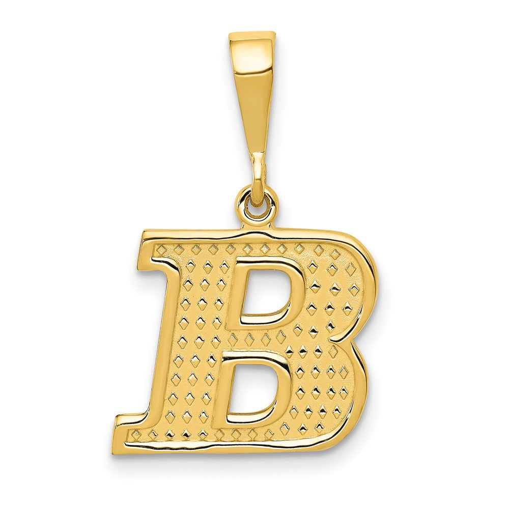 14k Textured Initial B Charm, 26 x 15 mm