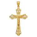14K Satin Diamond-Cut Crucifix Pendant, 67 x 31 mm