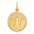 14k Polished CONFIRMATION with Dove Round Charm, 23 x 15 mm