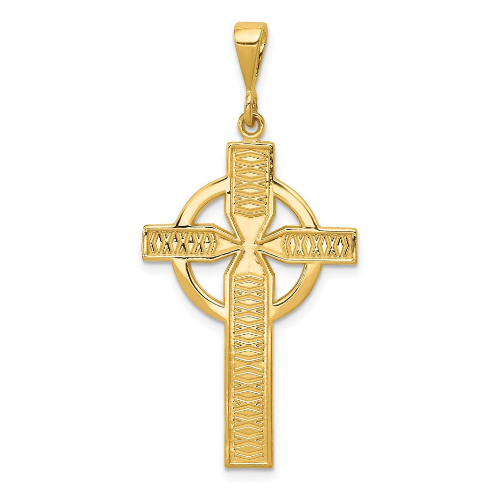 14k Celtic Cross Pendant, 44 x 21 mm