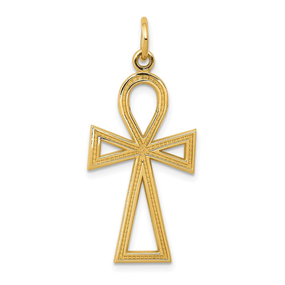 14k Ankh Cross Charm, 37 x 14 mm