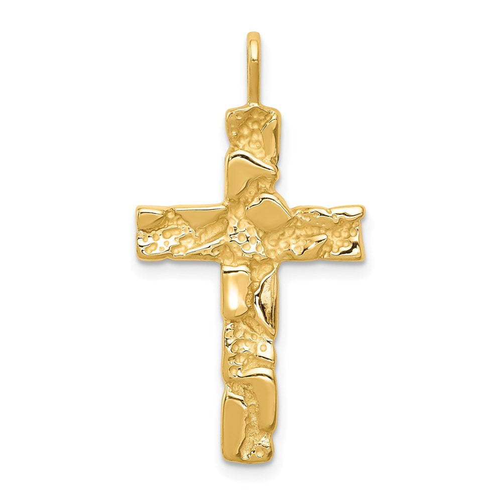 14k Nugget Cross Pendant, 32 x 18 mm