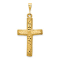 14k Diamond-cut Cross Charm, 45 x 21.5 mm