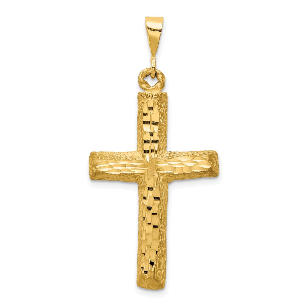 14k Diamond-cut Cross Charm, 45 x 21.5 mm