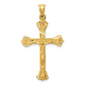 14k Satin Diamond-cut Crucifix Charm, 42 x 23 mm