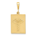 14k Textured Back Caduceus Pendant, 31 x 14.5 mm