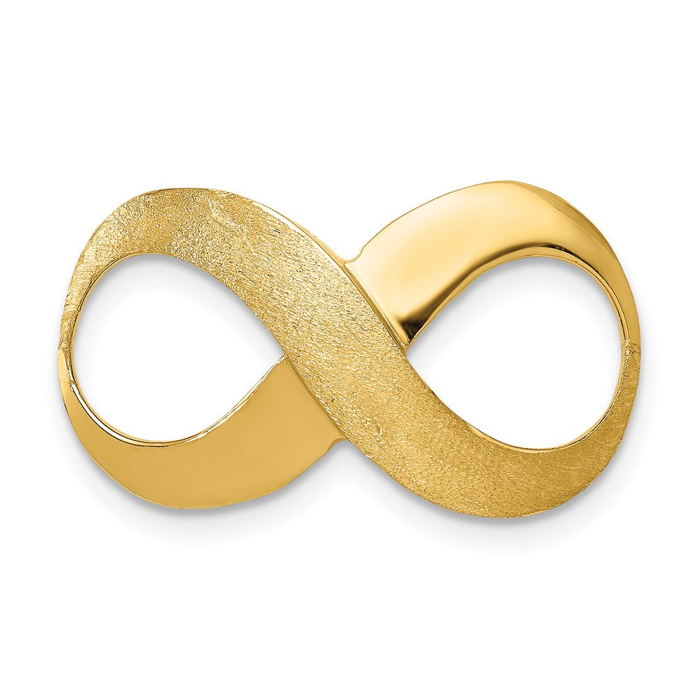 14k Polished and Textured Infinity Slide Fits up to 4mm Regular/5mm Fancy or Reversible Omega, 13 x 22 mm