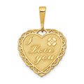 14k Reversible I LOVE YOU Heart Pendant, 26 x 19 mm