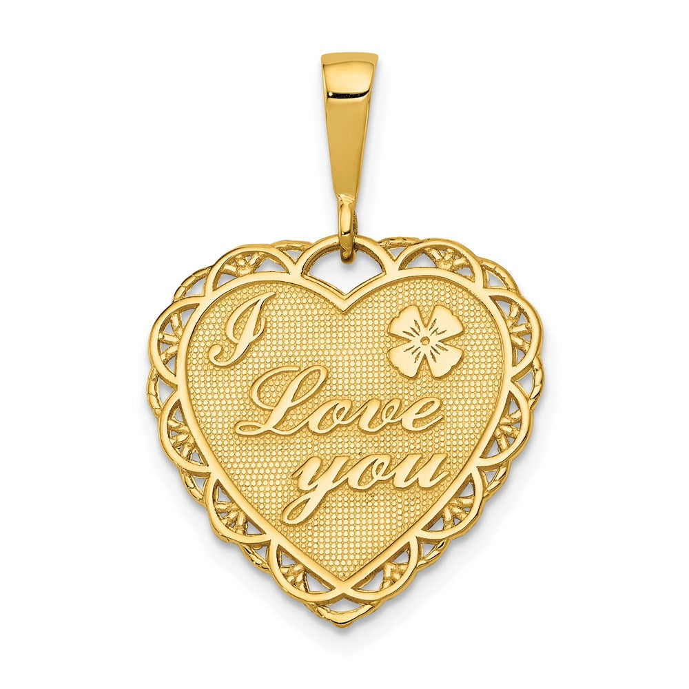 14k Reversible I LOVE YOU Heart Pendant, 26 x 19 mm