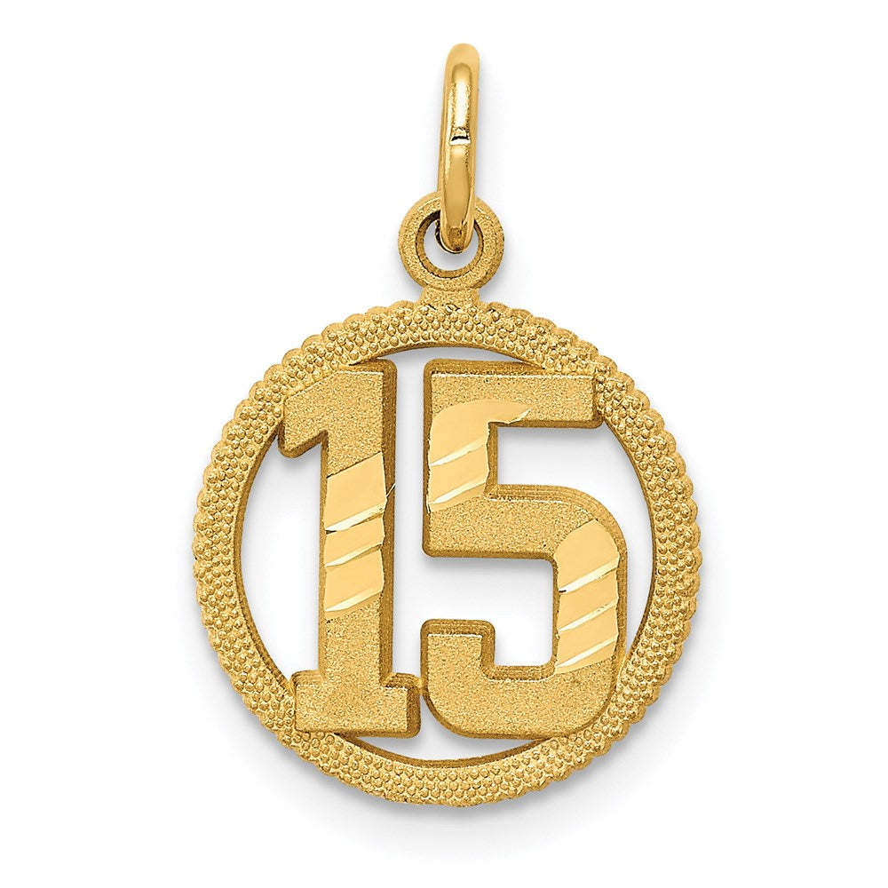 14k 15 in Circle Pendant, 18 x 12 mm