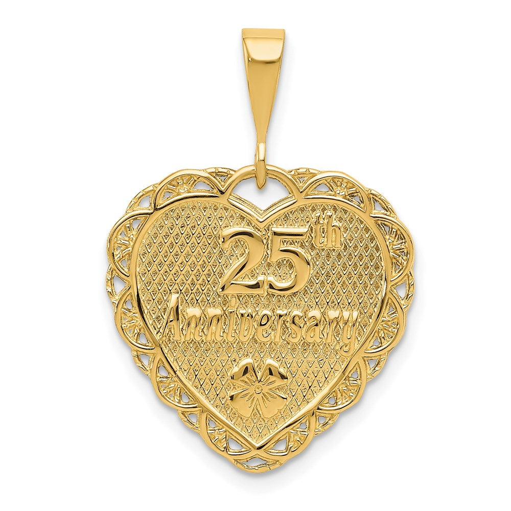 14k Reversible 25th ANNIVERSARY / OUR LOVE GROWS STRONGER EVERY YEAR Charm, 28 x 20 mm
